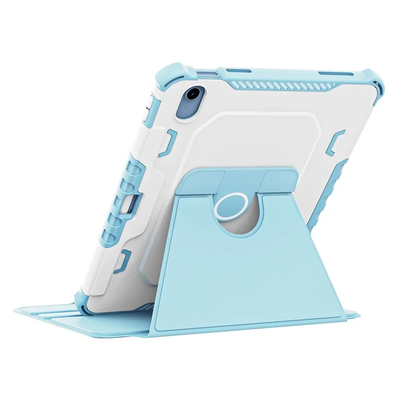 360-Degree Rotation Armor Leather Tablet Cover for iPad (2025) / 10.9 (2022) Auto Wake / Sleep Rotary Stand Anti-Drop Protective Case - Blue