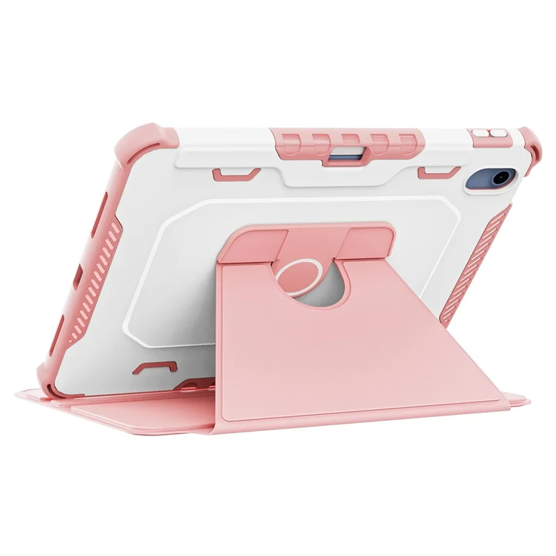 360-Degree Rotation Armor Leather Tablet Cover for iPad (2025) / 10.9 (2022) Auto Wake / Sleep Rotary Stand Anti-Drop Protective Case - Pink