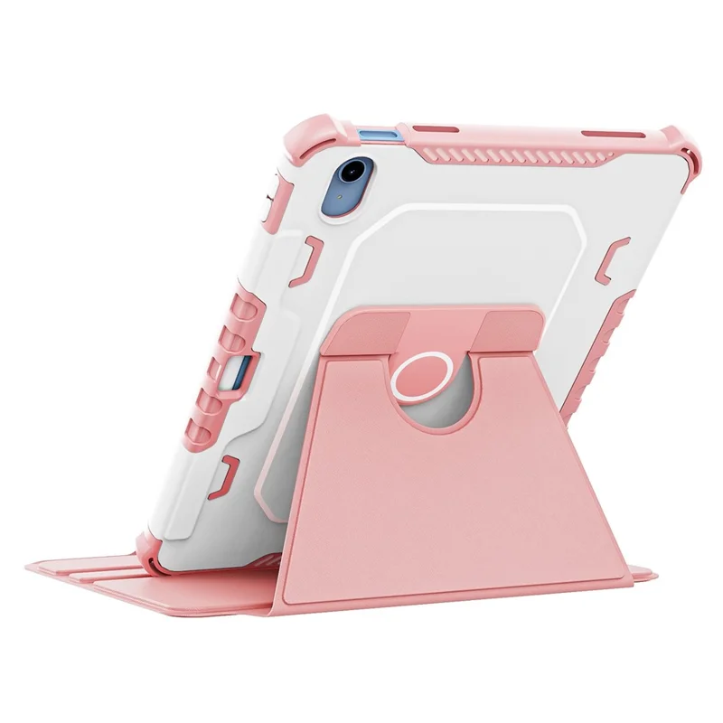 360-Degree Rotation Armor Leather Tablet Cover for iPad (2025) / 10.9 (2022) Auto Wake / Sleep Rotary Stand Anti-Drop Protective Case - Pink