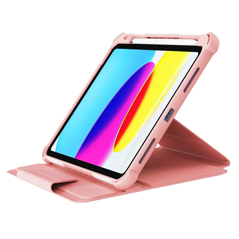 360-Degree Rotation Armor Leather Tablet Cover for iPad (2025) / 10.9 (2022) Auto Wake / Sleep Rotary Stand Anti-Drop Protective Case - Pink
