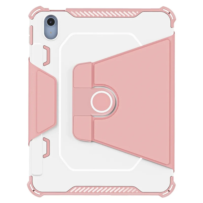 360-Degree Rotation Armor Leather Tablet Cover for iPad (2025) / 10.9 (2022) Auto Wake / Sleep Rotary Stand Anti-Drop Protective Case - Pink