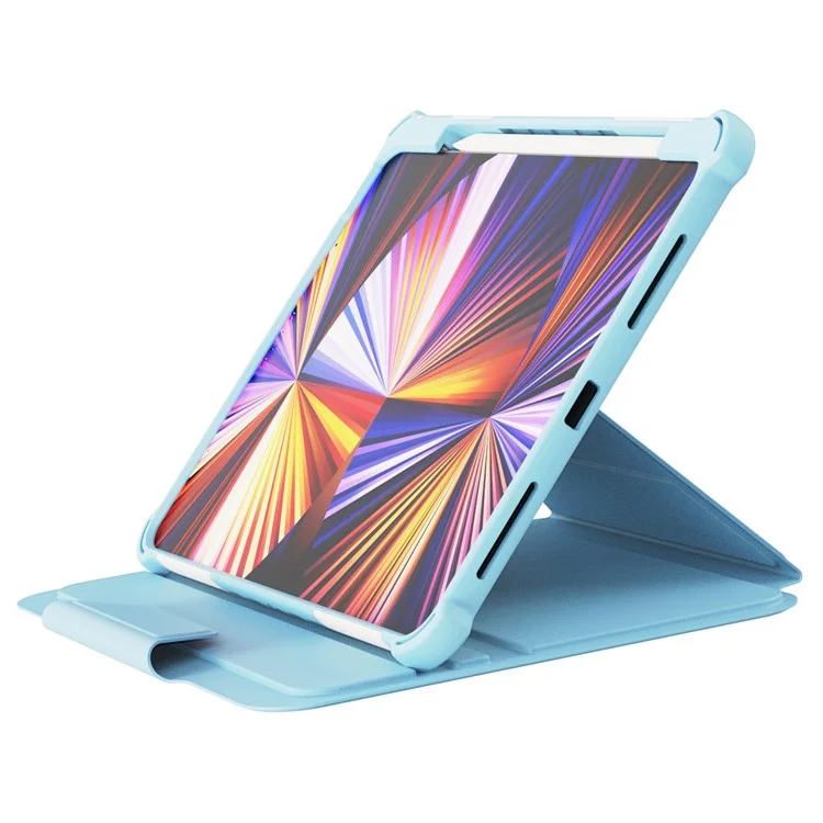 Pour Ipad Pro 11 (2018) / (2020) / (2021) / (2022) / Ipad Air 10.9 (2020) / (2022) Rotation à 360 Degrés Armure en Cuir Couverture de Tablette Auto Wake / Cas de Protection Complète Réglable du Sommeil - Bleu