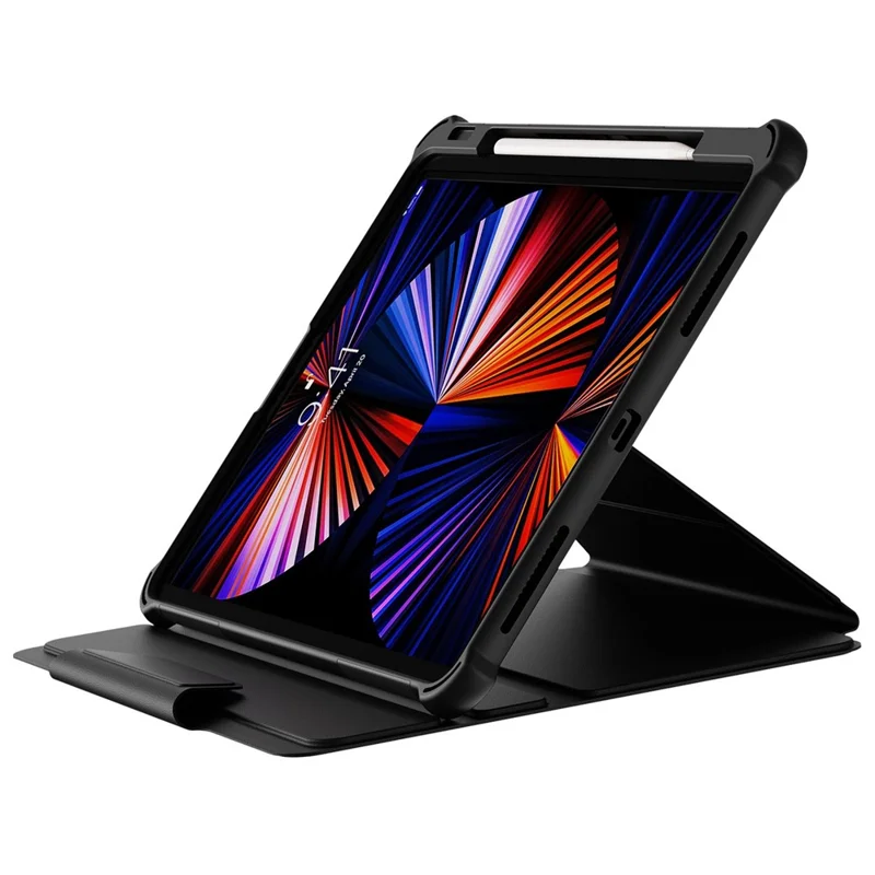 For iPad Pro 12.9 (2022) / (2021) / (2020) 360-Degree Rotation Armor Leather Tablet Cover Auto Wake / Sleep Anti-drop Anti-scratch Stand Case - Black