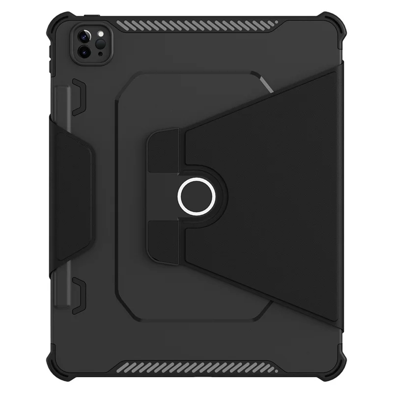 For iPad Pro 12.9 (2022) / (2021) / (2020) 360-Degree Rotation Armor Leather Tablet Cover Auto Wake / Sleep Anti-drop Anti-scratch Stand Case - Black