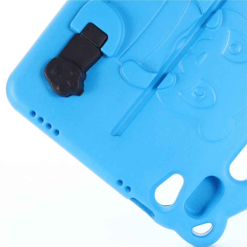 For iPad (2025) / 10.9 (2022) Cartoon Panda EVA Tablet Case Kickstand Hand Grip Shock-Absorbing Protective Cover - Blue
