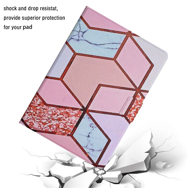 Für iPad 10.9 (2022) Marble Pattern Printing Stand Tablet Cover Auto Wake / Sleep PU Leather Full Protection Card Holder Case - Splicing Marble
