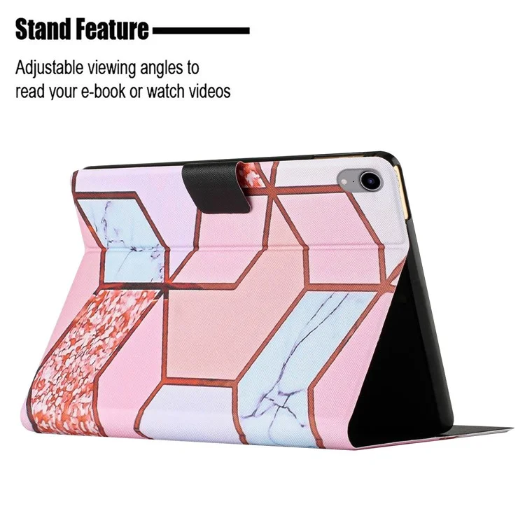 Für iPad 10.9 (2022) Marble Pattern Printing Stand Tablet Cover Auto Wake / Sleep PU Leather Full Protection Card Holder Case - Splicing Marble
