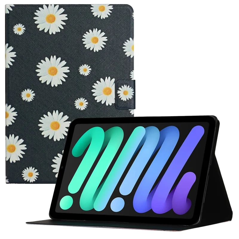 Cover per tablet con supporto, porta carte, stampa a motivo, in ecopelle con accensione/spegnimento automatico e anti-caduta per iPad (2025) / 10,9 (2022) - Daisy
