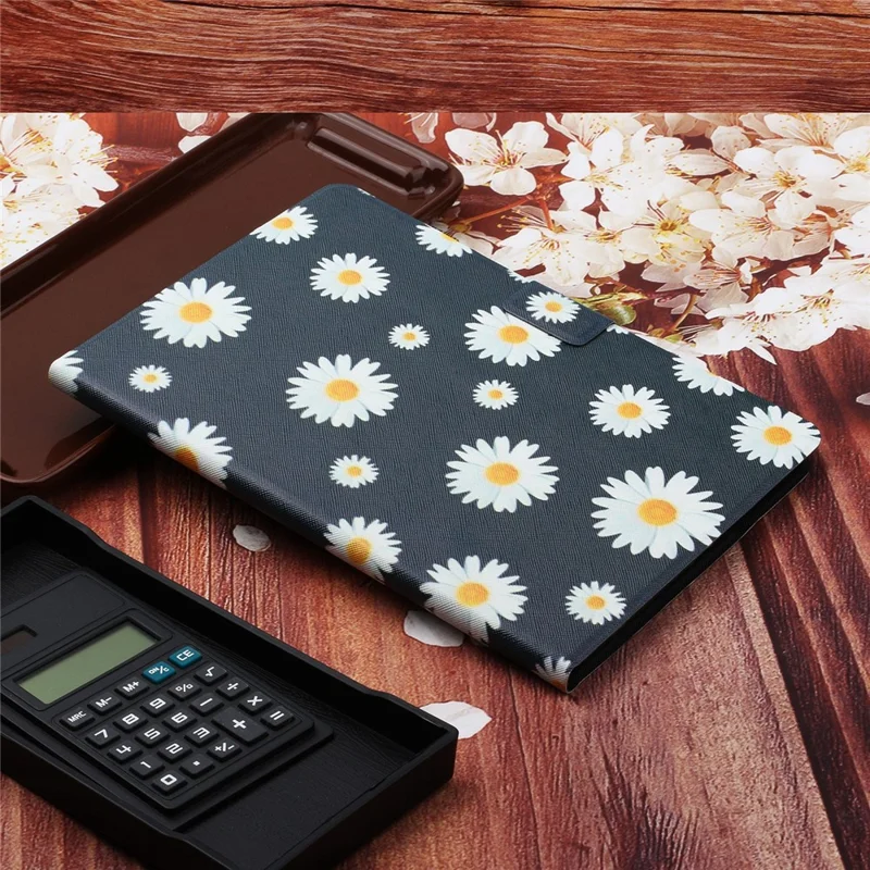 Cover per tablet con supporto, porta carte, stampa a motivo, in ecopelle con accensione/spegnimento automatico e anti-caduta per iPad (2025) / 10,9 (2022) - Daisy