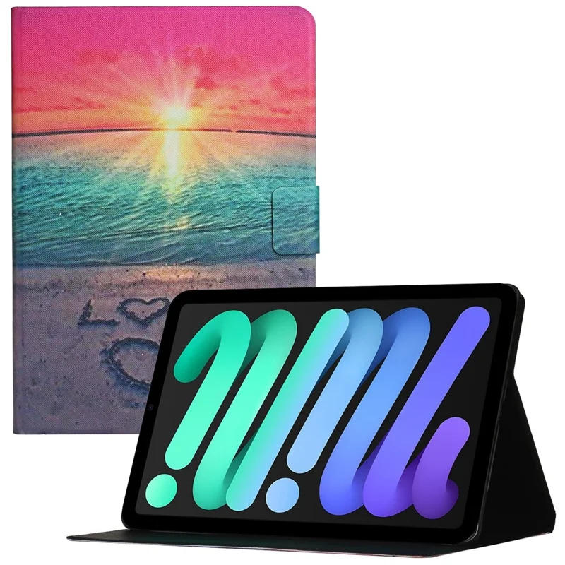 For iPad (2025) / 10.9 (2022) Pattern Printing PU Leather Tablet Case Card Holder Stand Anti-Scratch Cover with Auto Wake  /  Sleep Function - Sunrise