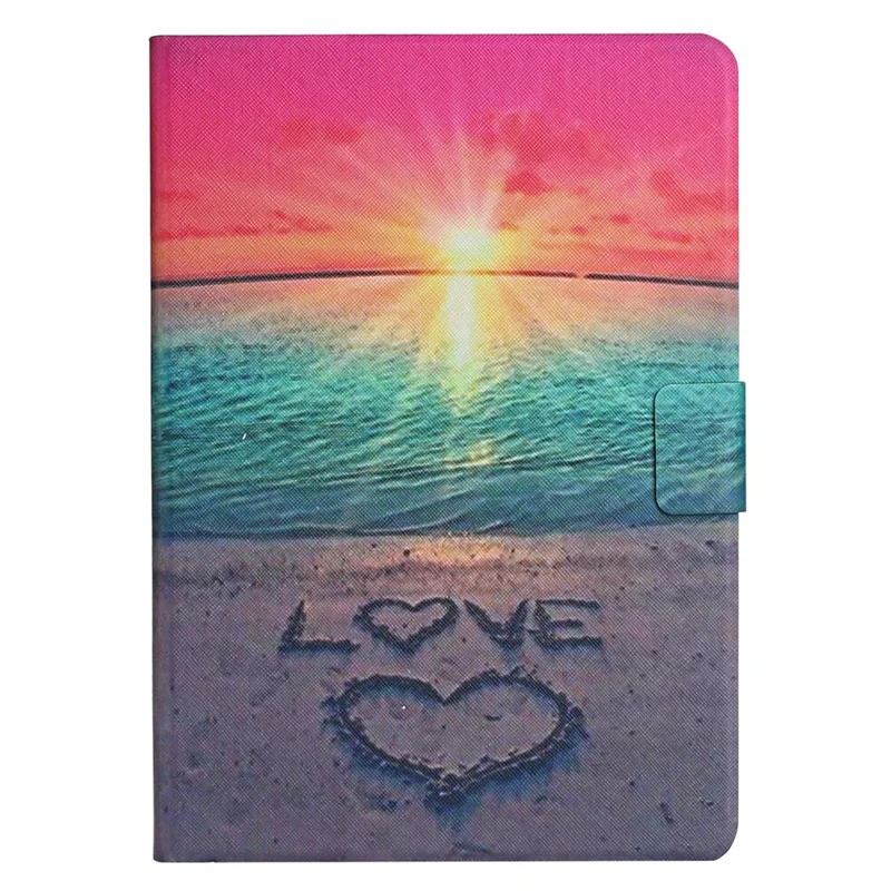 For iPad (2025) / 10.9 (2022) Pattern Printing PU Leather Tablet Case Card Holder Stand Anti-Scratch Cover with Auto Wake  /  Sleep Function - Sunrise