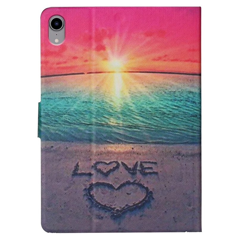 For iPad (2025) / 10.9 (2022) Pattern Printing PU Leather Tablet Case Card Holder Stand Anti-Scratch Cover with Auto Wake  /  Sleep Function - Sunrise