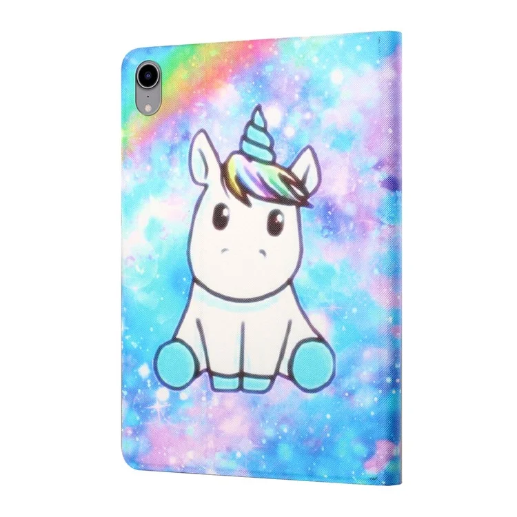 For iPad (2025) / 10.9 (2022) PU Leather Tablet Case Pattern Printing Stand Cover with Auto Wake / Sleep - White Horse