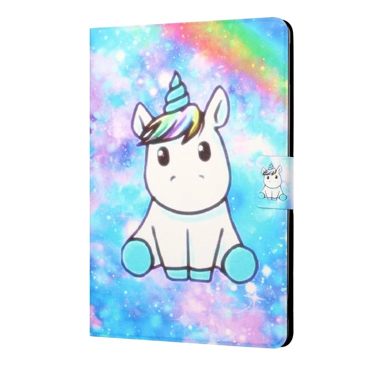 For iPad (2025) / 10.9 (2022) PU Leather Tablet Case Pattern Printing Stand Cover with Auto Wake / Sleep - White Horse