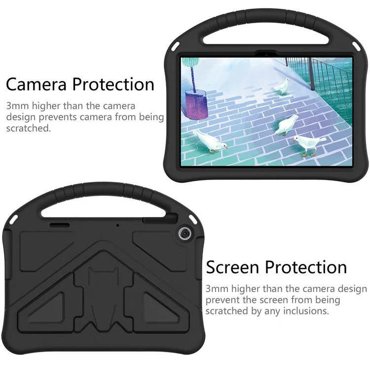 Étui pour tablette Lenovo Tab M10 (3e génération) TB-328FU / TB-328XU, en EVA, robuste et antichoc, avec poignée convertible et support - Noir