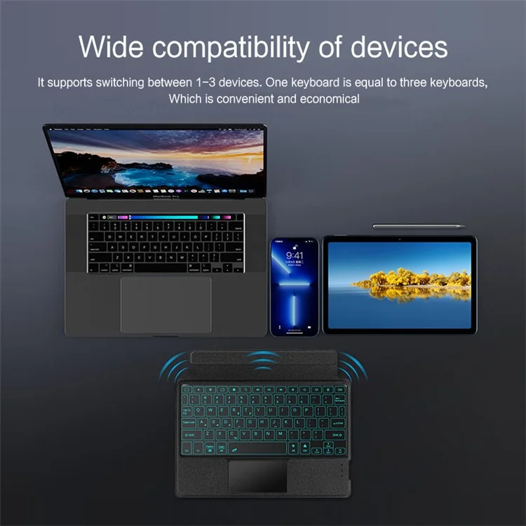 For Huawei C5 10.4 (2020) / (2022) / MatePad 10.4 (2022) / Honor V6 / Tablet V7 Leather Case + Bluetooth-compatible Keyboard with Backlight Trackpad