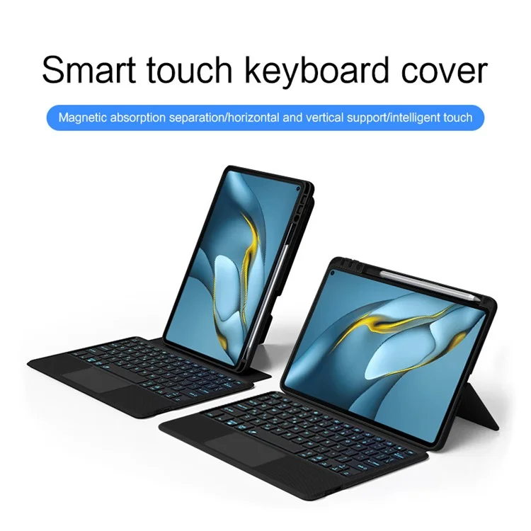 For Huawei MatePad Pro 10.8 (2019) / (2021) Leather Case + Bluetooth-compatible Keyboard with Backlight Trackpad