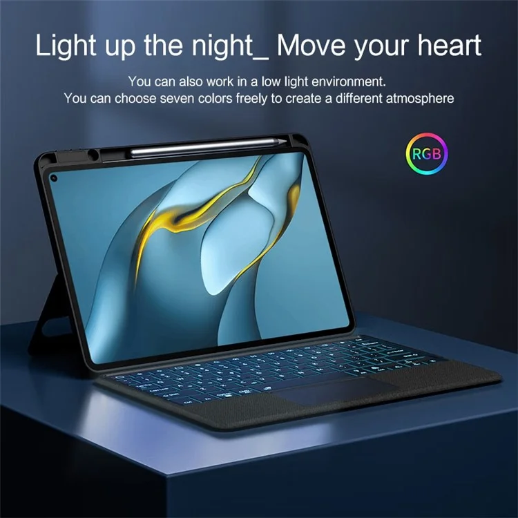 For Huawei MatePad Pro 10.8 (2019) / (2021) Leather Case + Bluetooth-compatible Keyboard with Backlight Trackpad