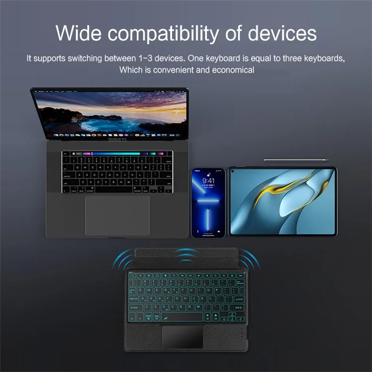 For Huawei MatePad Pro 10.8 (2019) / (2021) Leather Case + Bluetooth-compatible Keyboard with Backlight Trackpad