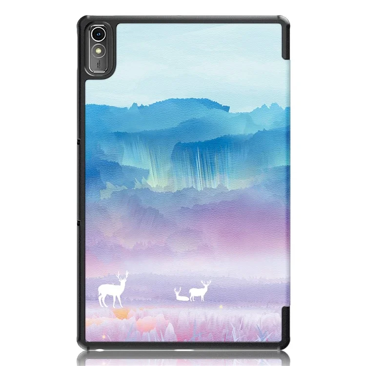 For Lenovo Tab P11 Gen 2 Pattern Printing PU Leather Protective Cover Trifold Stand Smart Tablet Case with Auto Wake  /  Sleep - Fantasy Deer