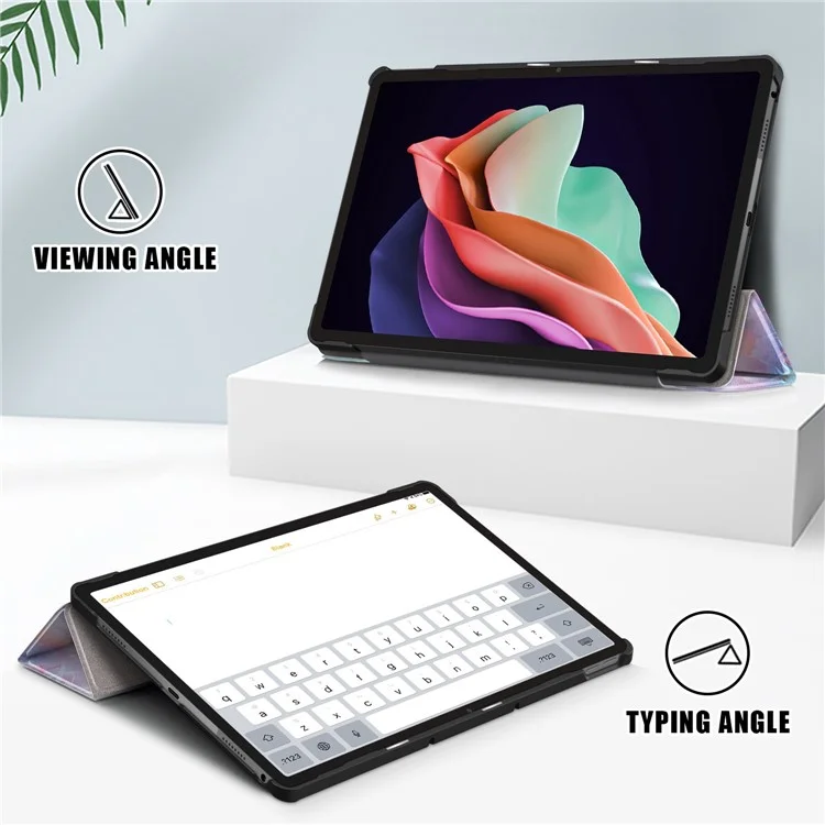 For Lenovo Tab P11 Gen 2 Pattern Printing PU Leather Protective Cover Trifold Stand Smart Tablet Case with Auto Wake  /  Sleep - Fantasy Deer