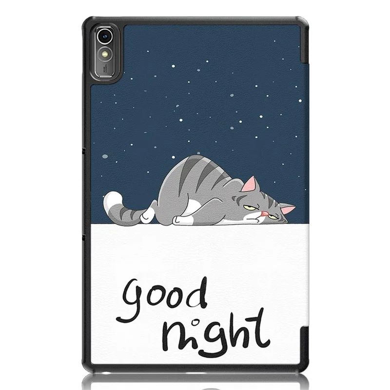 For Lenovo Tab P11 Gen 2 Pattern Printing PU Leather Protective Cover Trifold Stand Smart Tablet Case with Auto Wake  /  Sleep - Cat