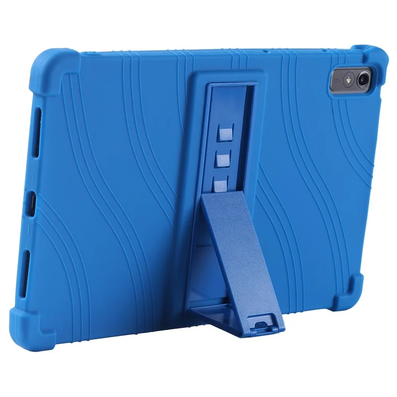 For Lenovo Tab P11 Gen 2 / Tab P11 2022 TB-350 Kickstand Tablet Case Soft Silicone Reinforced Four Corner Shockproof Cover - Dark Blue