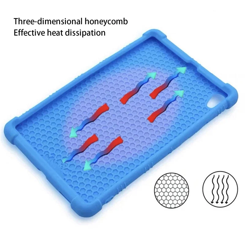 For TCL Tab 10L / Tab 10 HD 4G Soft Skin Silicone Protective Case Honey Comb Multi-Angle Kickstand Tablet Cover - Dark Blue