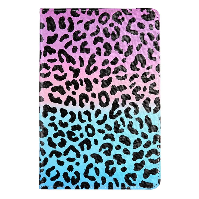 Pattern Printing Case for 10-inch Tablet, Rotating PU Leather Card Holder Elastic Band Stand Universal Tablet Cover - Leopard Print