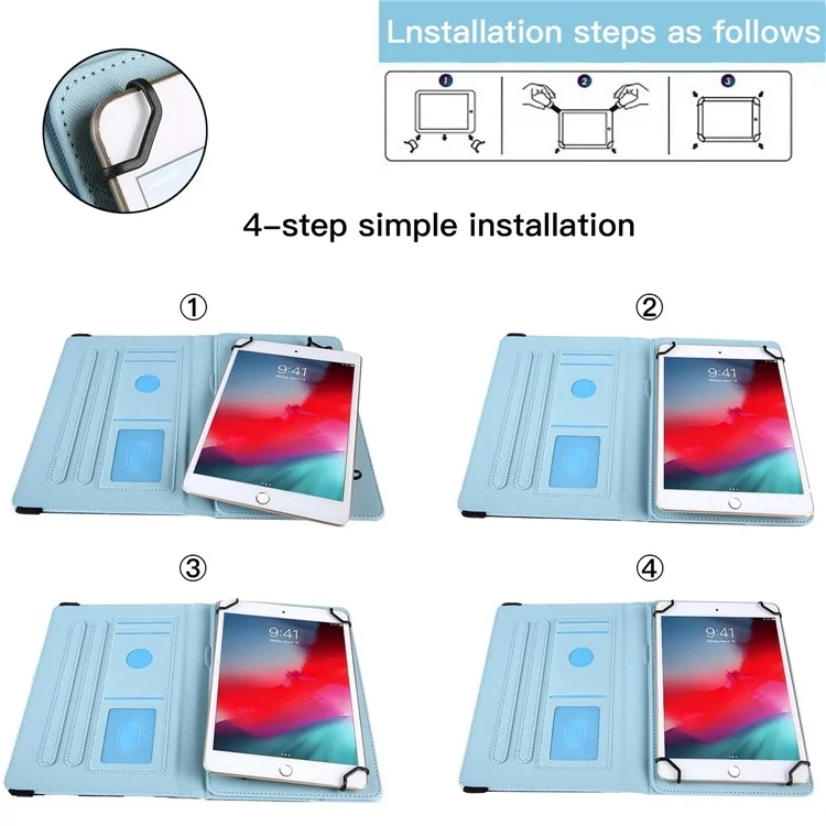 360-grad-drehetuhe Für 7-zoll-tablette, Musterdruck PU Leder Ständer Elastischer Bandschutzabdeckung Mit Kartenhalter - Fliegende Schmetterlinge