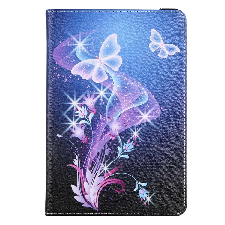 360-Degree Rotating Case for 7-inch Tablet, Pattern Printing PU Leather Stand Elastic Band Protective Cover with Card Holder - Flying Butterflies