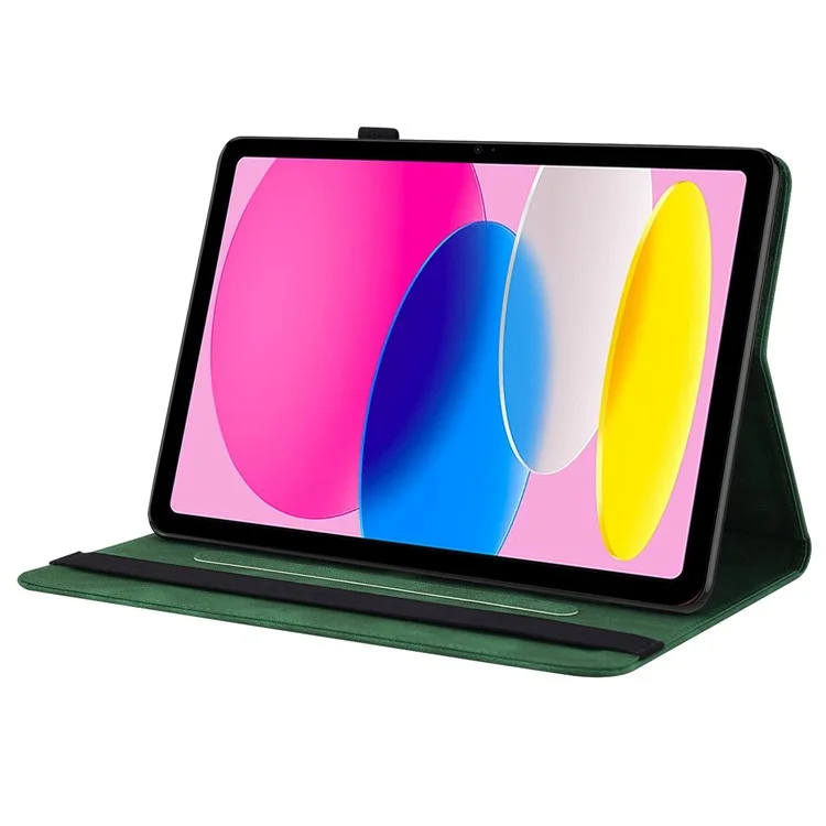 Pour Ipad 10.9 (2022) / Ipad 10e Génération Butterfly Fleur Imprimé de Protection Contre la Protection Contre le Support en Cuir PU Support de Carte en Cuir Support Smart Tablet Avec Porte-crayon - Vert