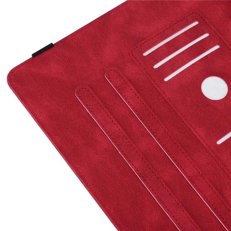 Pour iPad 10,9 (2022) / iPad 10e génération Etui de protection à rabat en cuir PU avec porte-cartes et support pour tablet Smart avec porte-crayon - Rouge