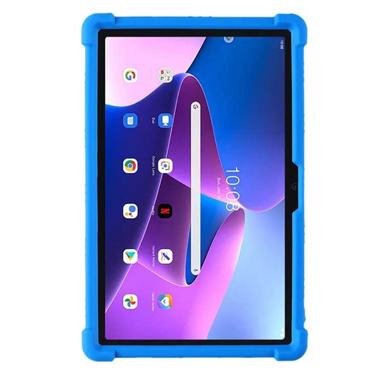 Para Lenovo Tab M10 Plus (Gen 3) 10.6 "125f / 128 Cubierta de Caja Protectora de Tableta de Silicona Suave de la Colisión Con Parada de Patada de PC Ajustable - Azul Oscuro