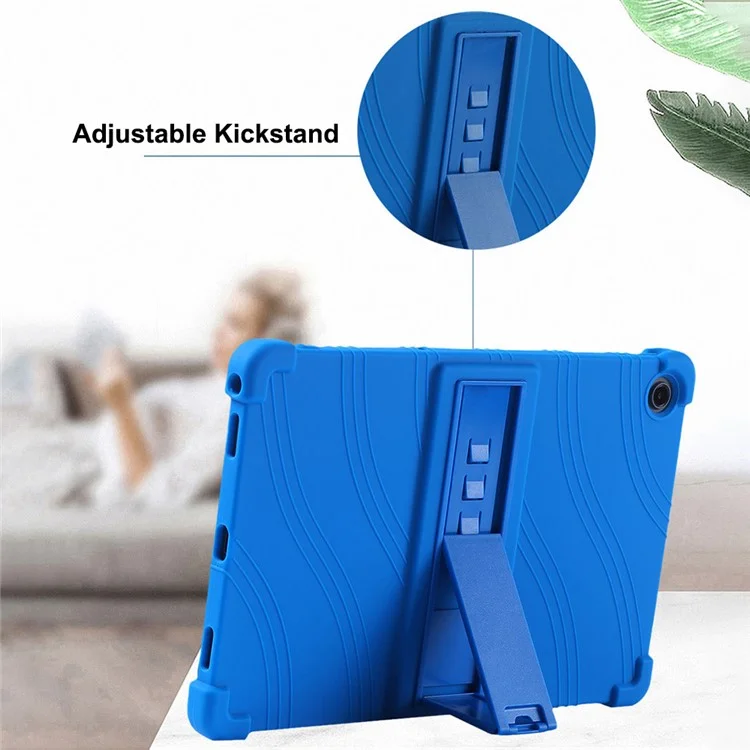 For Lenovo Tab M10 Plus (3rd Gen) / Xiaoxin Pad 2022 10.6 inch 125F / 128 Anti-collision Soft Silicone Tablet Protective Case Cover with Adjustable PC Kickstand - Dark Blue