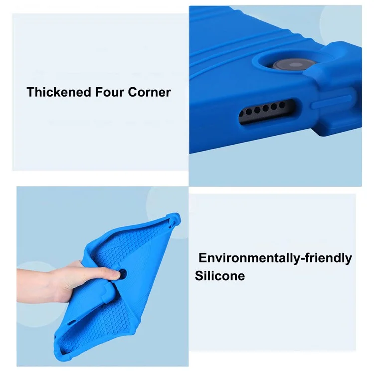 Pour Lenovo Tab M10 Plus (3ème génération) / Xiaoxin Pad 2022 10,6 pouces 125F / 128 Anti-collision Soft Silicone Tablet Protective Case Cover avec Ajustable PC Support - Bleu foncé