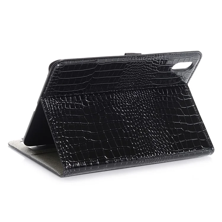 For iPad (2025) / 10.9 (2022) PU Leather + PC Case Adjustable Stand Wallet Crocodile Anti-Scratch Tablet Cover - Black
