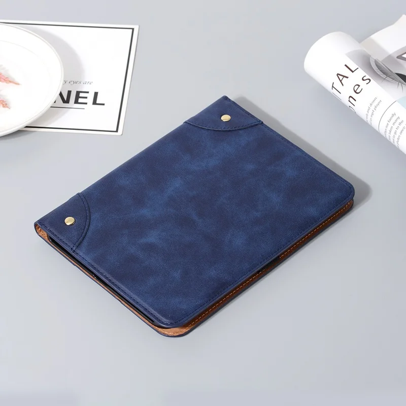 Capa de Tablet Tipo Livro Retro para iPad (2025) / 10,9 (2022), Capa Carteira com Suporte em Pele Sintética + PC, Estilo Flip, Protetora - Azul