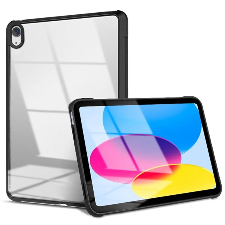 Pour iPad 10.9 (2022) Quatre coins Airbag Anti-chute Housse de tablette Transparent Acrylique Dos Cadre TPU - Noir