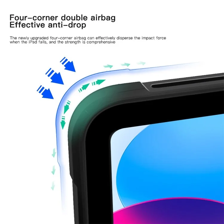 Pour iPad 10.9 (2022) Quatre coins Airbag Anti-chute Housse de tablette Transparent Acrylique Dos Cadre TPU - Noir