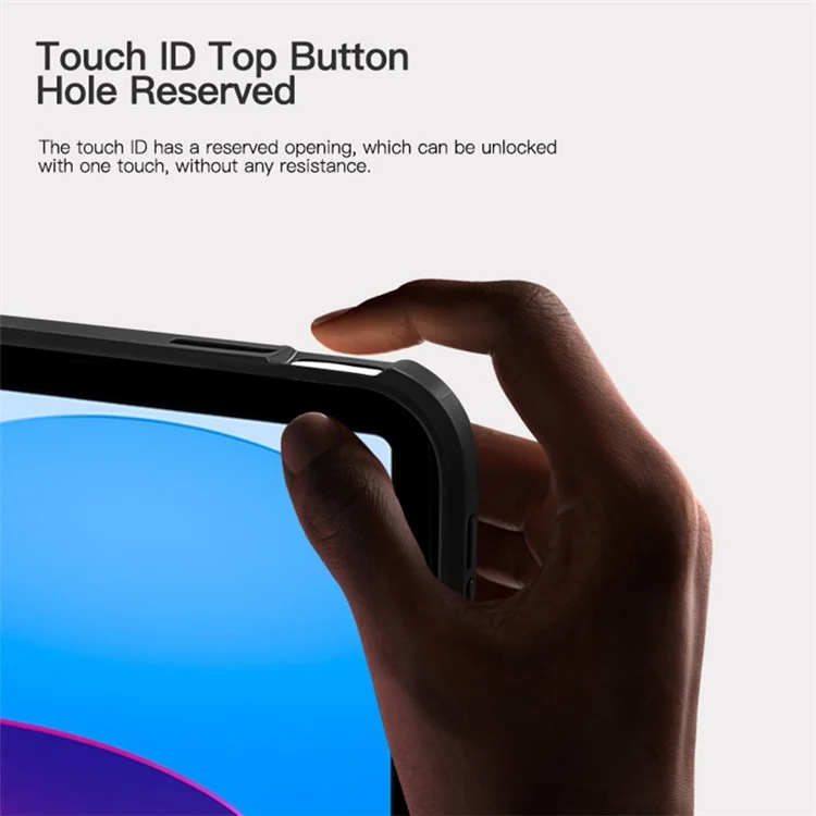 Pour iPad 10.9 (2022) Quatre coins Airbag Anti-chute Housse de tablette Transparent Acrylique Dos Cadre TPU - Noir