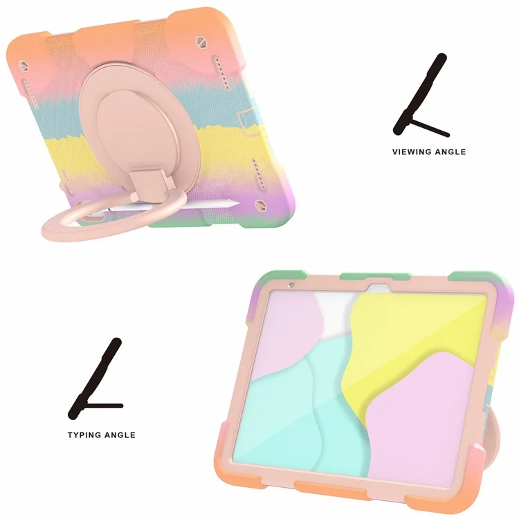 Per Ipad 10.9 (2022) Case di Protezione Colorata di Protezione Rotabile PC + Copertura a Prova di Shock in Silicone Con Spalla - Colorato Oro Rosa