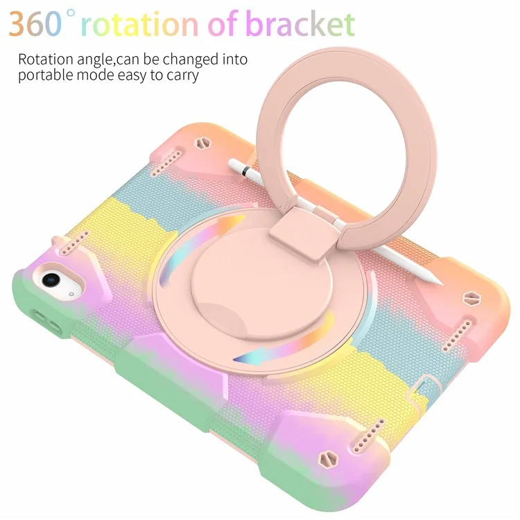 Per Ipad 10.9 (2022) Case di Protezione Colorata di Protezione Rotabile PC + Copertura a Prova di Shock in Silicone Con Spalla - Colorato Oro Rosa