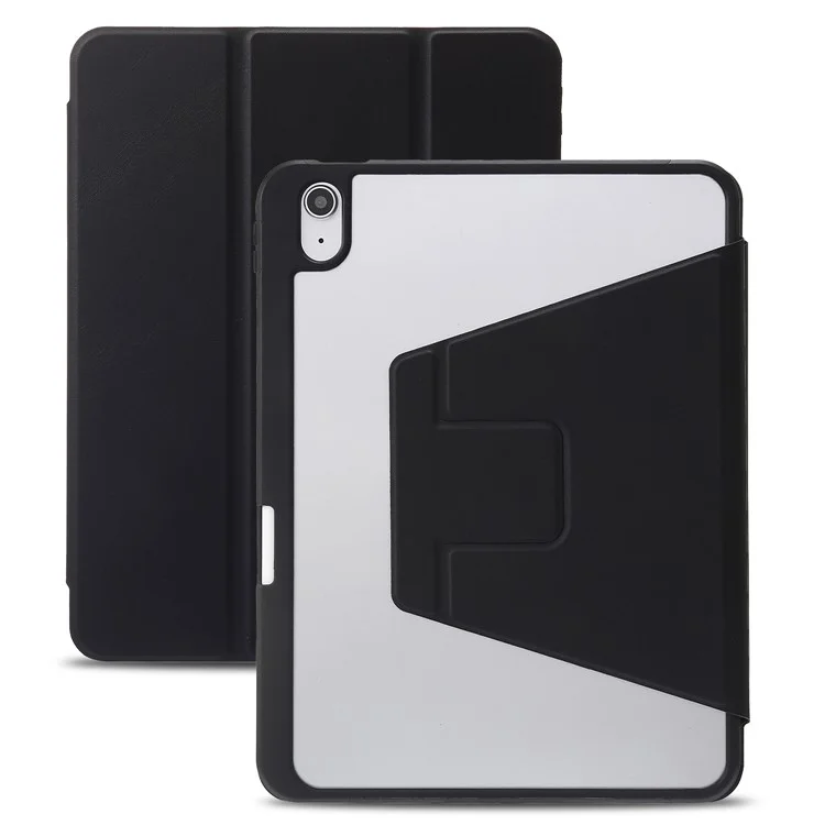 Tablet Case For iPad (2025) / 10.9 (2022) PU Leather + TPU + Acrylic Stand Cover with Auto Wake / Sleep - Black