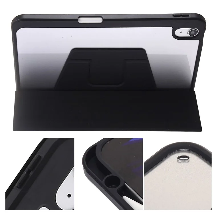 Tablet Case For iPad (2025) / 10.9 (2022) PU Leather + TPU + Acrylic Stand Cover with Auto Wake / Sleep - Black