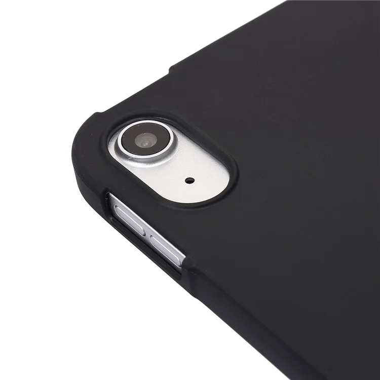 For iPad (2025) / 10.9 (2022) Three-Fold Stand PU Leather + Silicone Cover Tablet Anti-Drop Shockproof Case - Black
