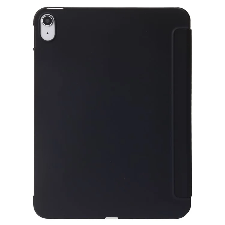 For iPad (2025) / 10.9 (2022) Three-Fold Stand PU Leather + Silicone Cover Tablet Anti-Drop Shockproof Case - Black