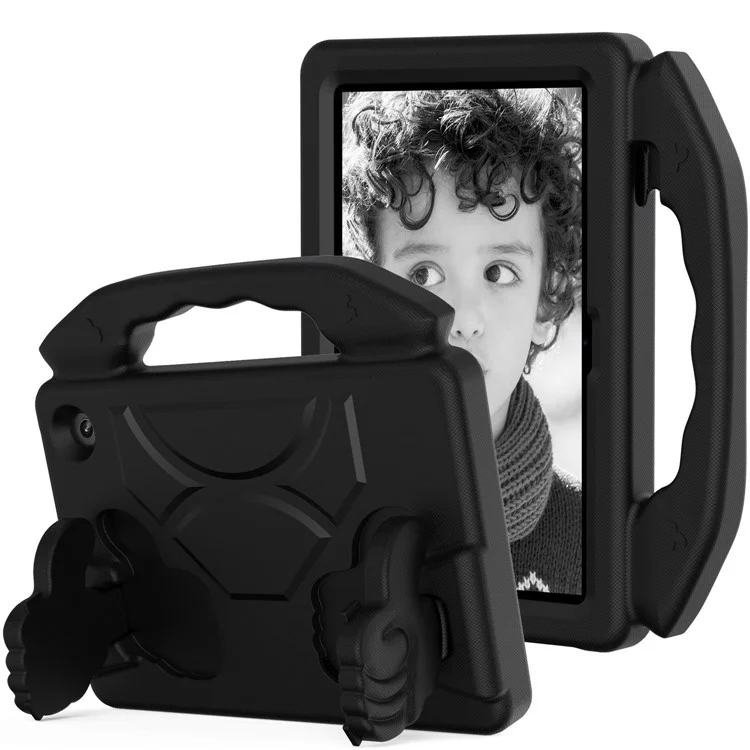 For Amazon Fire 7 (2022) Foldable Thumb Kickstand EVA Tablet Case Drop-proof Cover with Handle - Black