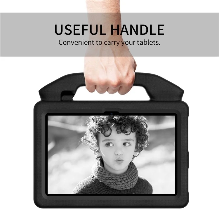 For Amazon Fire 7 (2022) Foldable Thumb Kickstand EVA Tablet Case Drop-proof Cover with Handle - Black