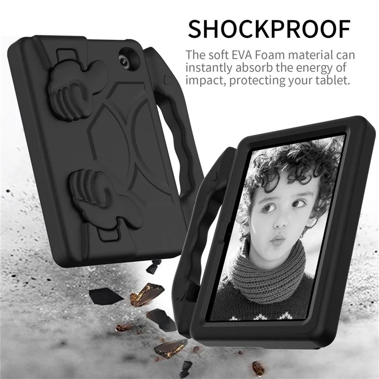 For Amazon Fire 7 (2022) Foldable Thumb Kickstand EVA Tablet Case Drop-proof Cover with Handle - Black